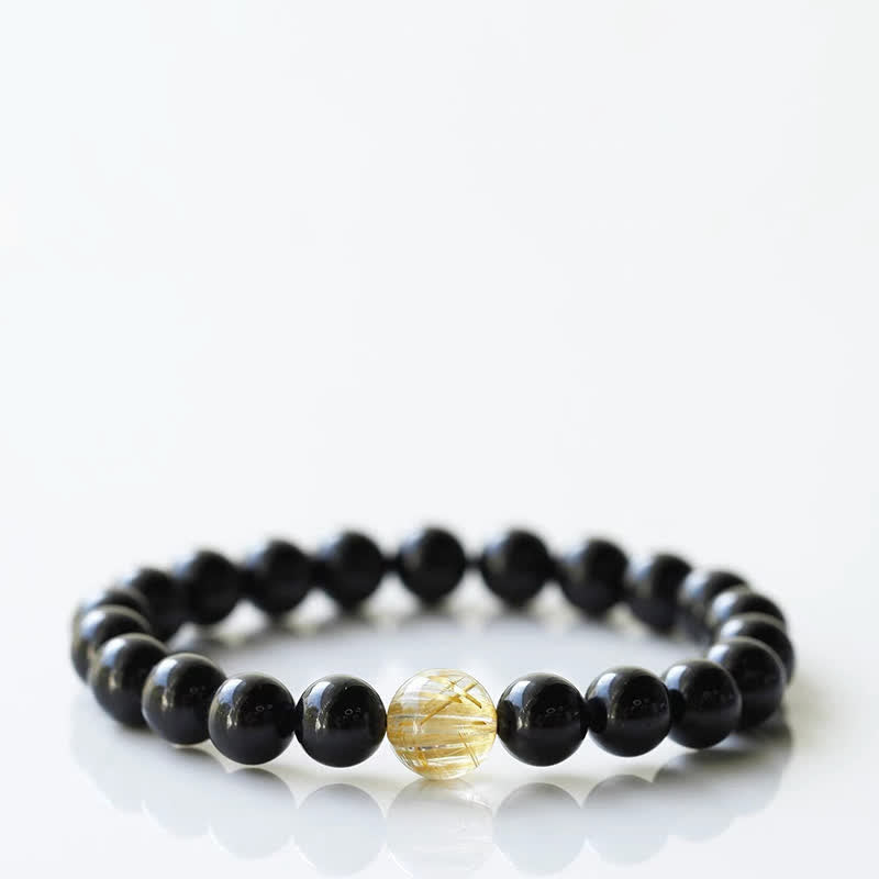 Armband mit schwarzem Turmalin und Sternzeichen-Tiermotiv