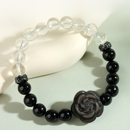 Black Tourmaline Quartz Rose Bracelet by Worn Within
