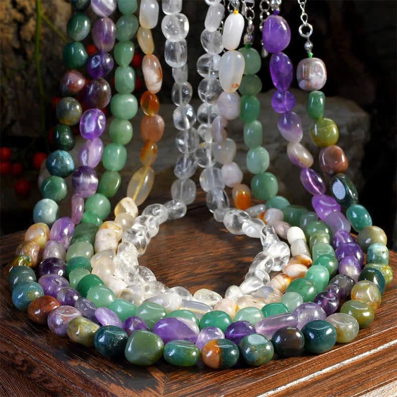 Indian Agate Irregular Shapes Bead Necklace