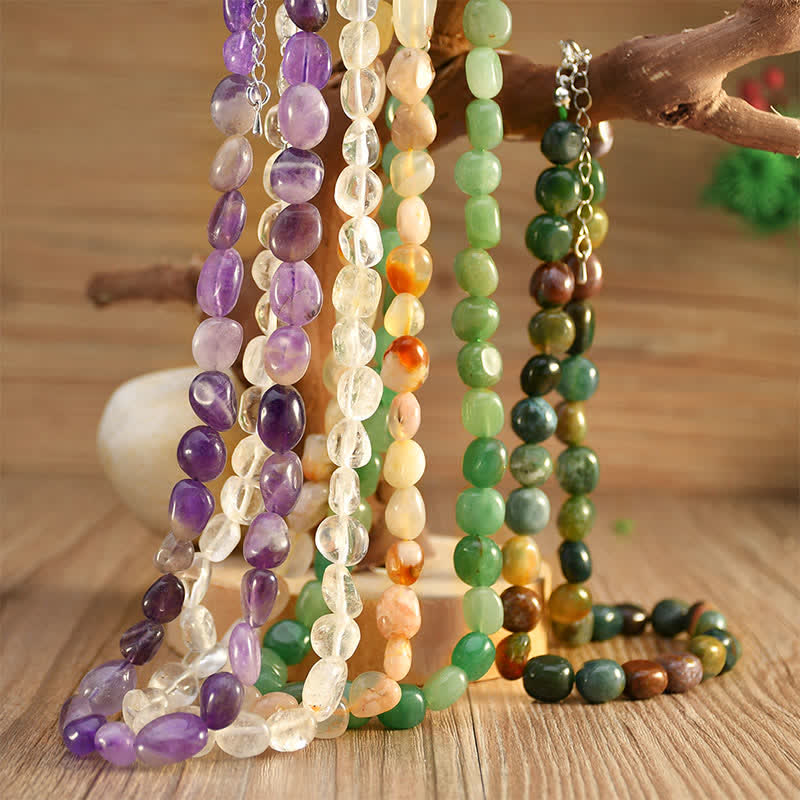 Indian Agate Irregular Shapes Bead Necklace