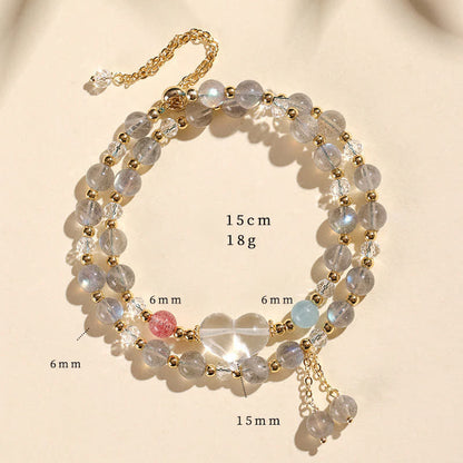 Erdbeerquarz-Armband zum doppelten Wickeln