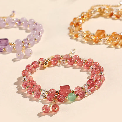 Strawberry Quartz Double-Wrap Bracelet by Worn Within