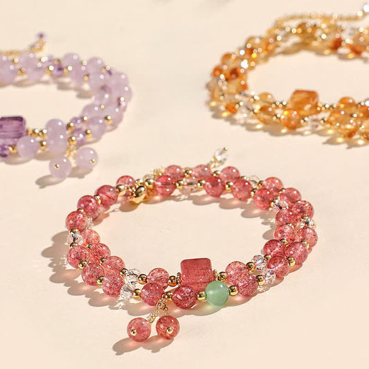 Strawberry Quartz Double-Wrap Bracelet by Worn Within