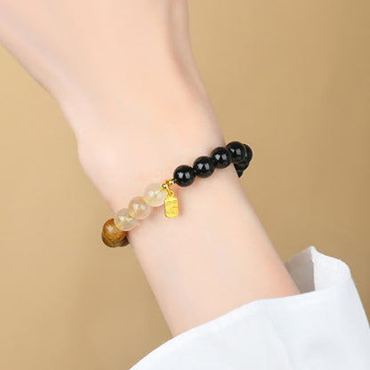 Strawberry Quartz Citrine Fu Character Bracelet
