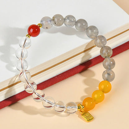 Strawberry Quartz Citrine Fu Character Bracelet