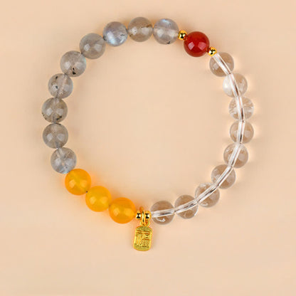 Strawberry Quartz Citrine Fu Character Bracelet