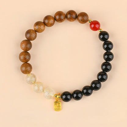 Strawberry Quartz Citrine Fu Character Bracelet