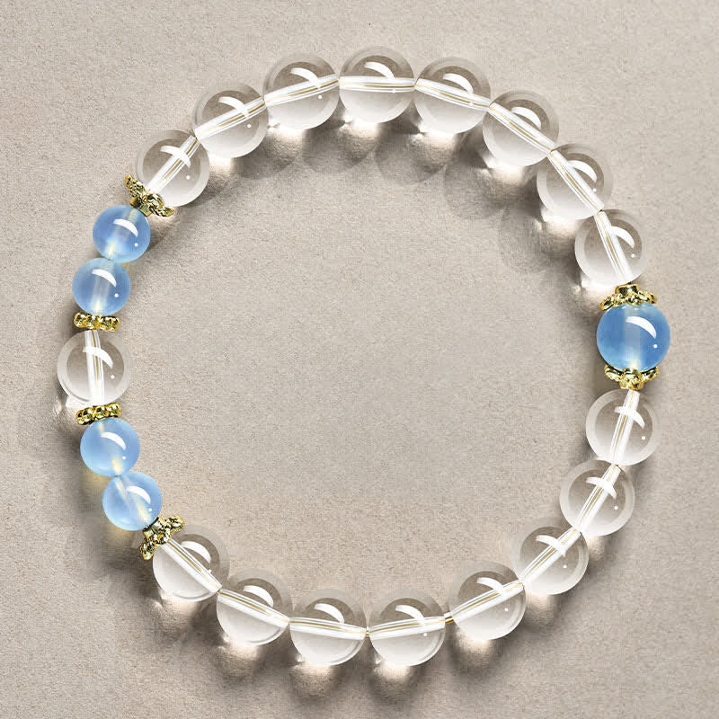 Clear Quartz Obsidian Bead Bracelet