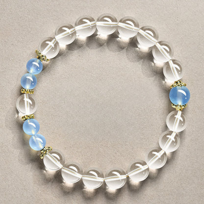 Clear Quartz Obsidian Bead Bracelet
