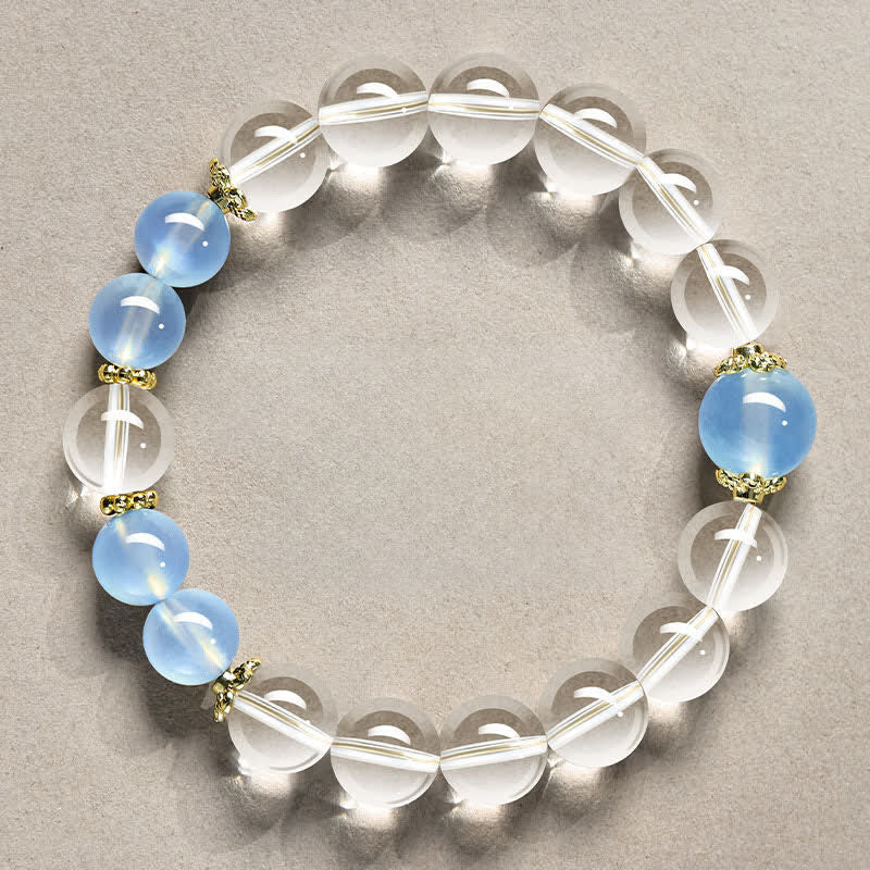Clear Quartz Obsidian Bead Bracelet