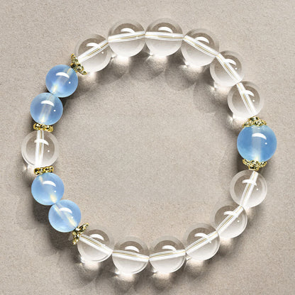 Clear Quartz Obsidian Bead Bracelet