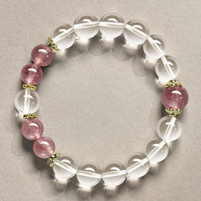 Clear Quartz Obsidian Bead Bracelet