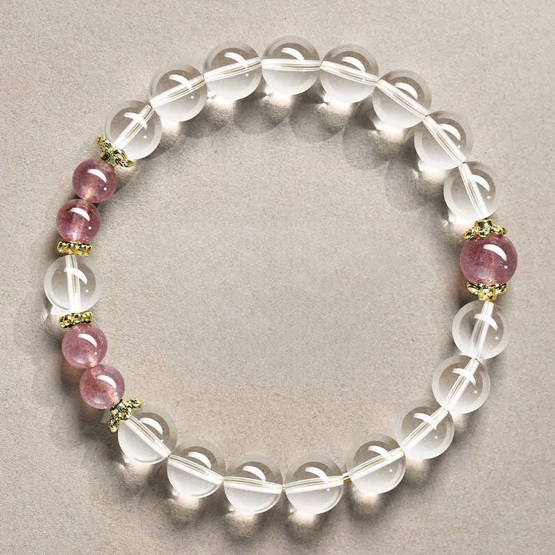 Clear Quartz Obsidian Bead Bracelet