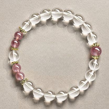 Clear Quartz Obsidian Bead Bracelet