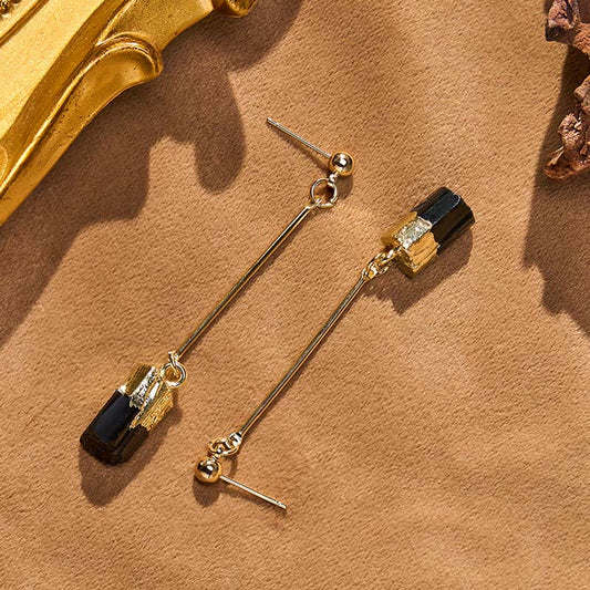 Black Tourmaline Drop Earrings by Worn Within