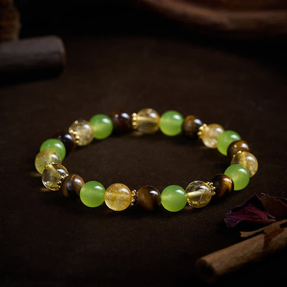 Citrine Tiger's Eye Green Jade Bracelet