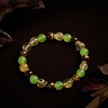 Citrine Tiger's Eye Green Jade Bracelet