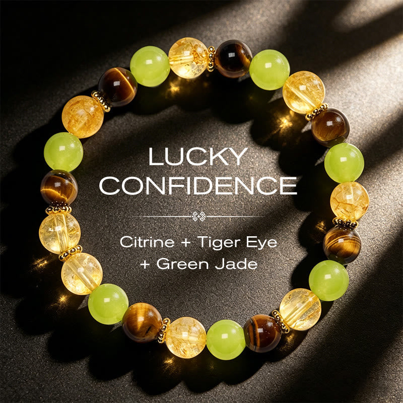 Citrine Tiger's Eye Green Jade Bracelet by Worn Within