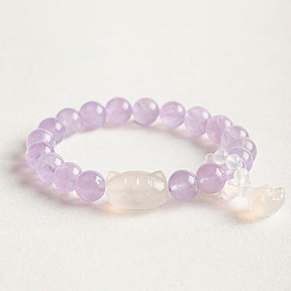 Silver Sheen Obsidian Cat Bracelet