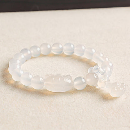 Silver Sheen Obsidian Cat Bracelet