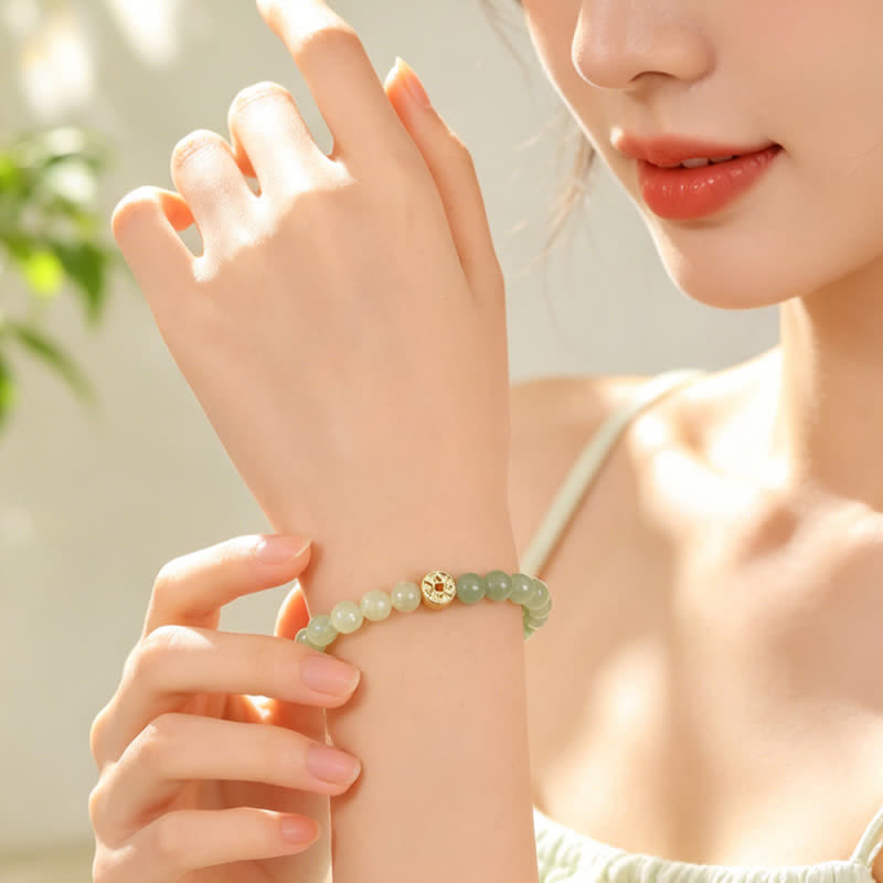 Tiger's Eye Fu Character Coin Bracelet