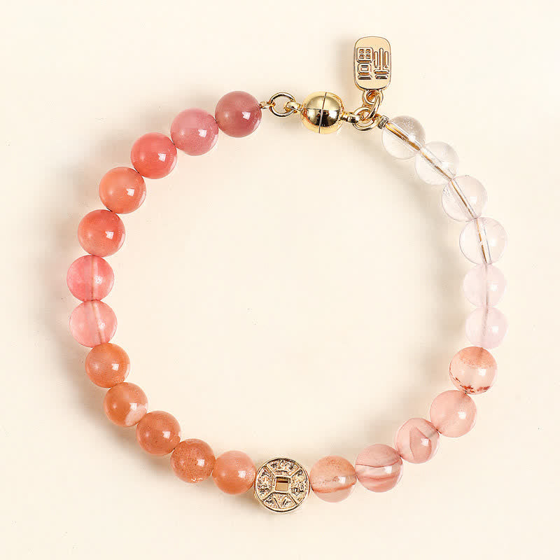 Tiger's Eye Fu Character Coin Bracelet