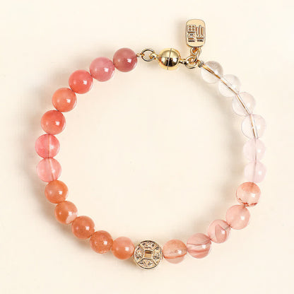 Tiger's Eye Fu Character Coin Bracelet