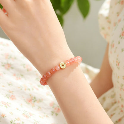 Tiger's Eye Fu Character Coin Bracelet