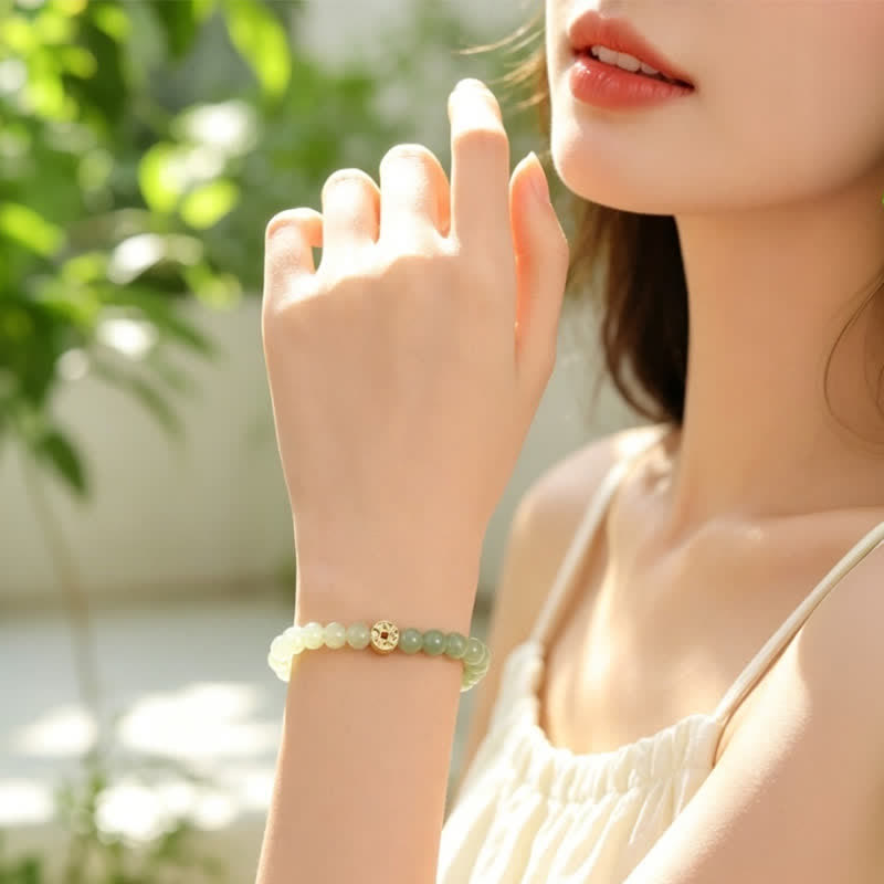 Tiger's Eye Fu Character Coin Bracelet