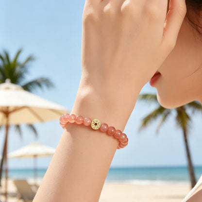 Tiger's Eye Fu Character Coin Bracelet