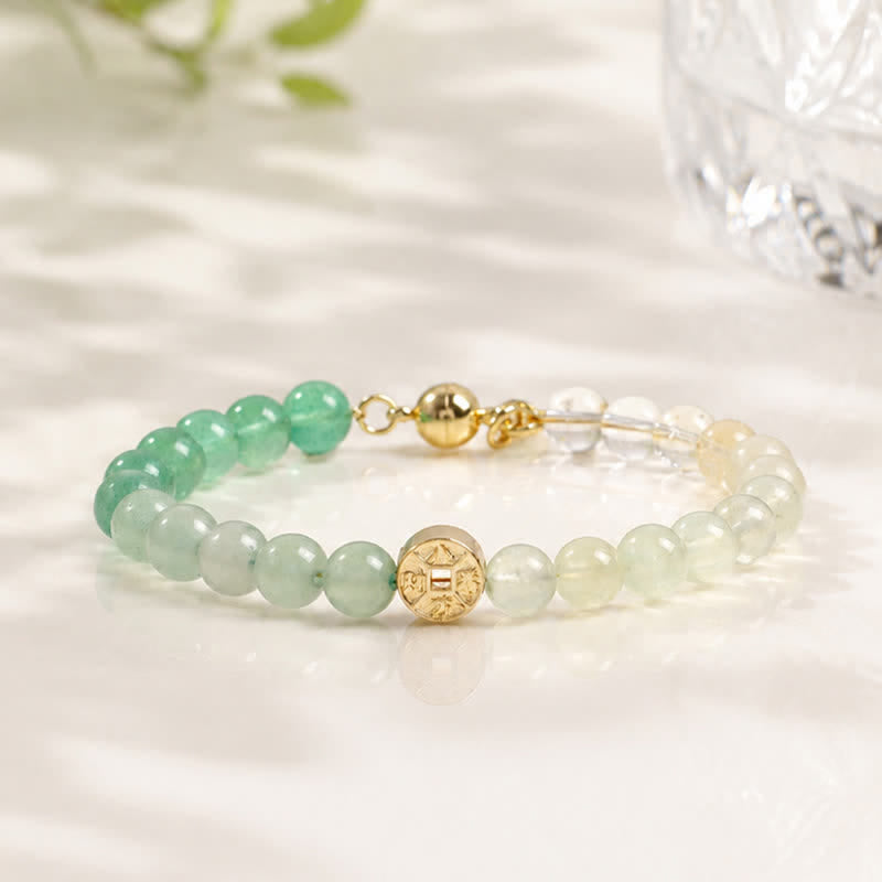 Tiger's Eye Fu Character Coin Bracelet