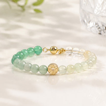 Tiger's Eye Fu Character Coin Bracelet