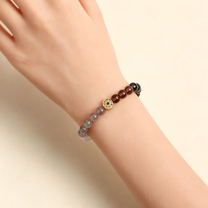 Tiger's Eye Fu Character Coin Bracelet