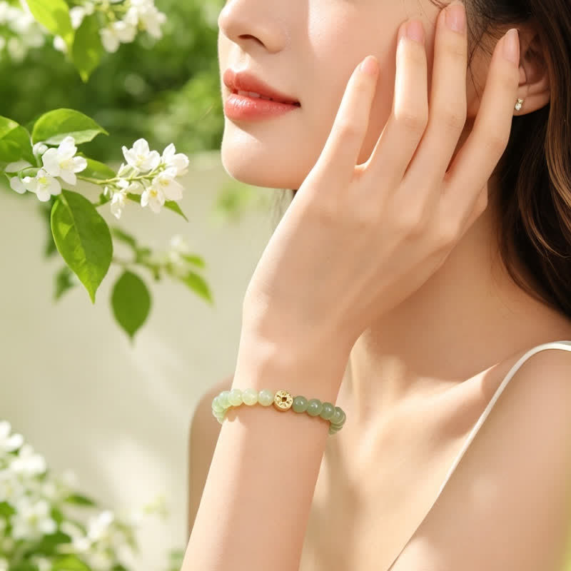 Tiger's Eye Fu Character Coin Bracelet