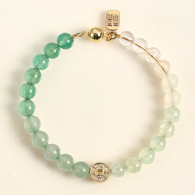 Tiger's Eye Fu Character Coin Bracelet