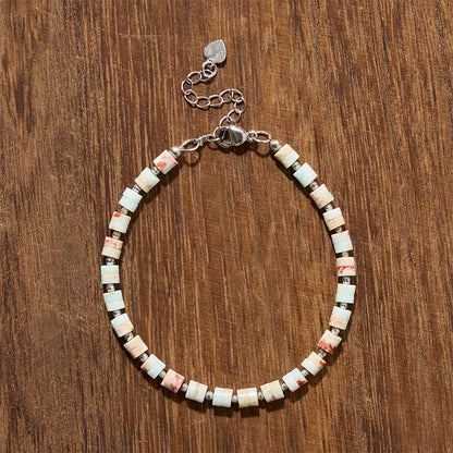 Mixed Crystal Flat Bead Bracelet