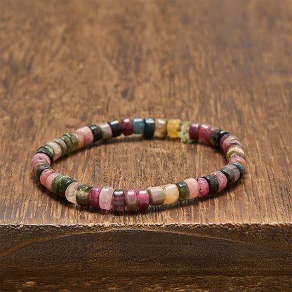 Multicolor Tourmaline Faceted Tablet Bead Bracelet