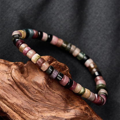 Multicolor Tourmaline Faceted Tablet Bead Bracelet