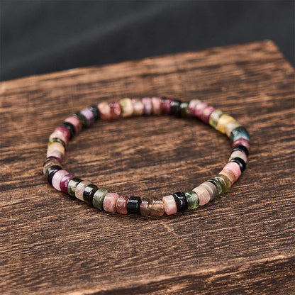 Multicolor Tourmaline Faceted Tablet Bead Bracelet