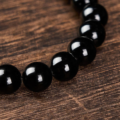 Obsidian Tourmaline Round Bead Bracelet