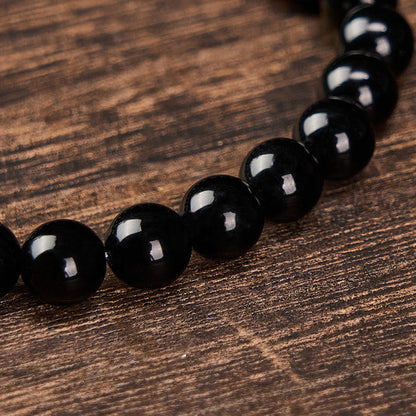 Obsidian Tourmaline Round Bead Bracelet