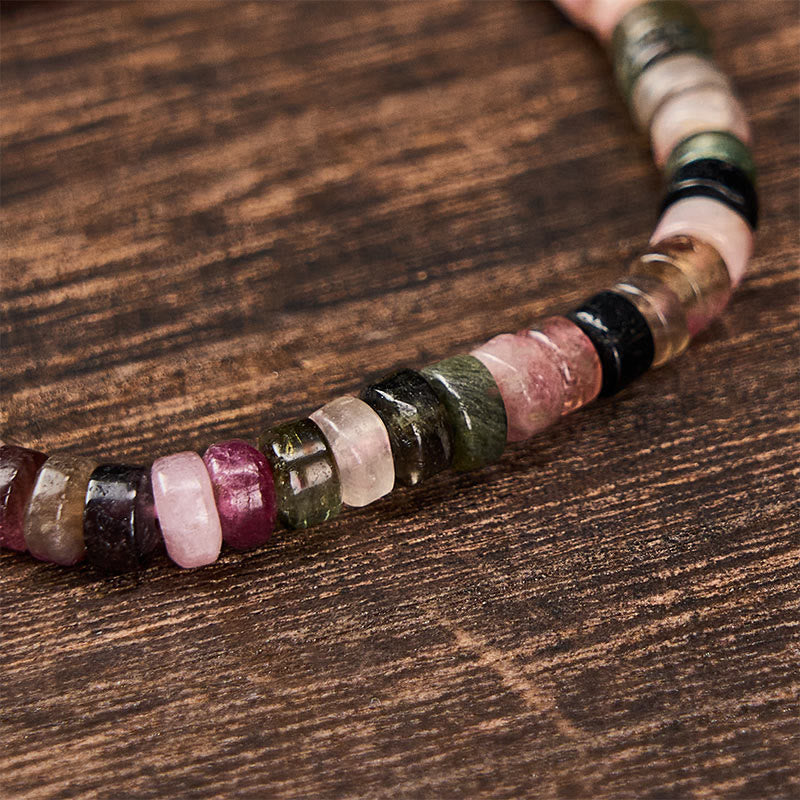 Multicolor Tourmaline Faceted Tablet Bead Bracelet