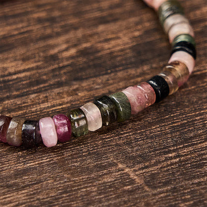 Multicolor Tourmaline Faceted Tablet Bead Bracelet