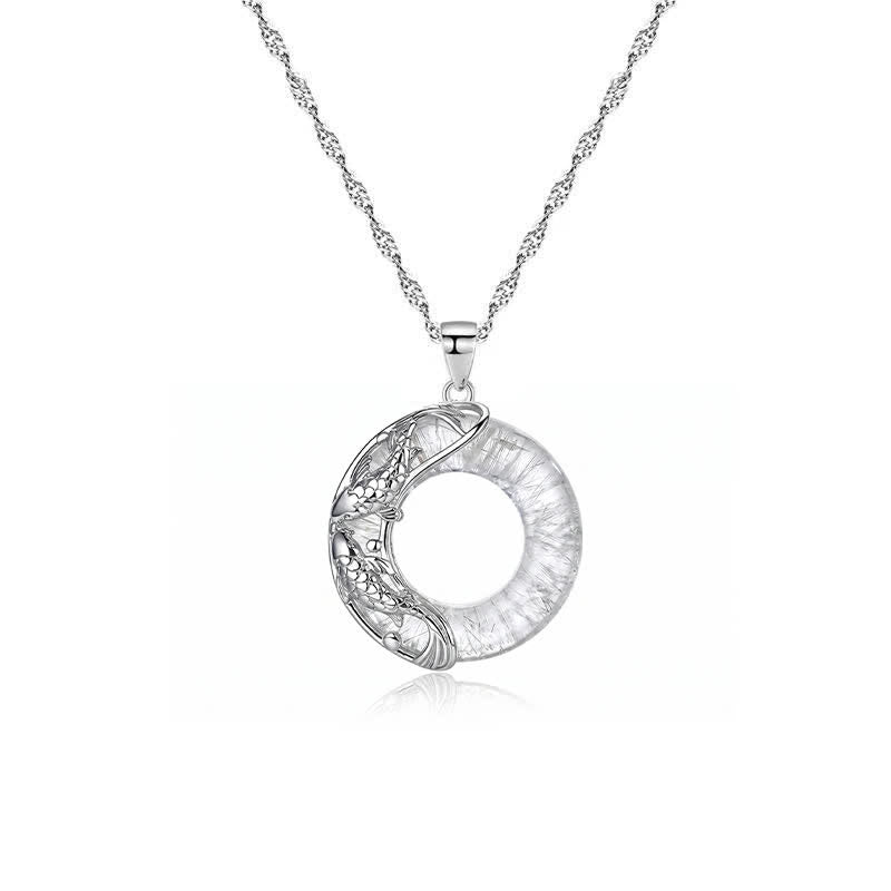 Clear Quartz Koi Peace Buckle Necklace