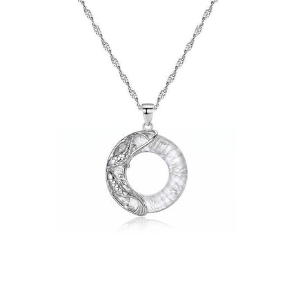 Clear Quartz Koi Peace Buckle Necklace