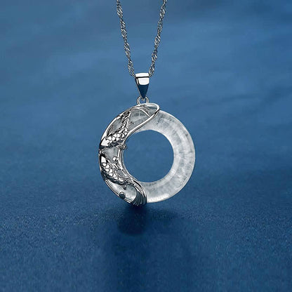 Clear Quartz Koi Peace Buckle Necklace