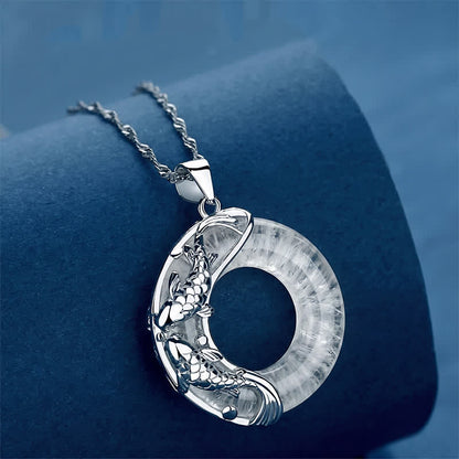 Clear Quartz Koi Peace Buckle Necklace