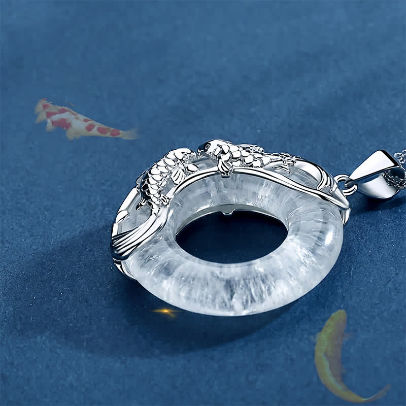 Clear Quartz Koi Peace Buckle Necklace