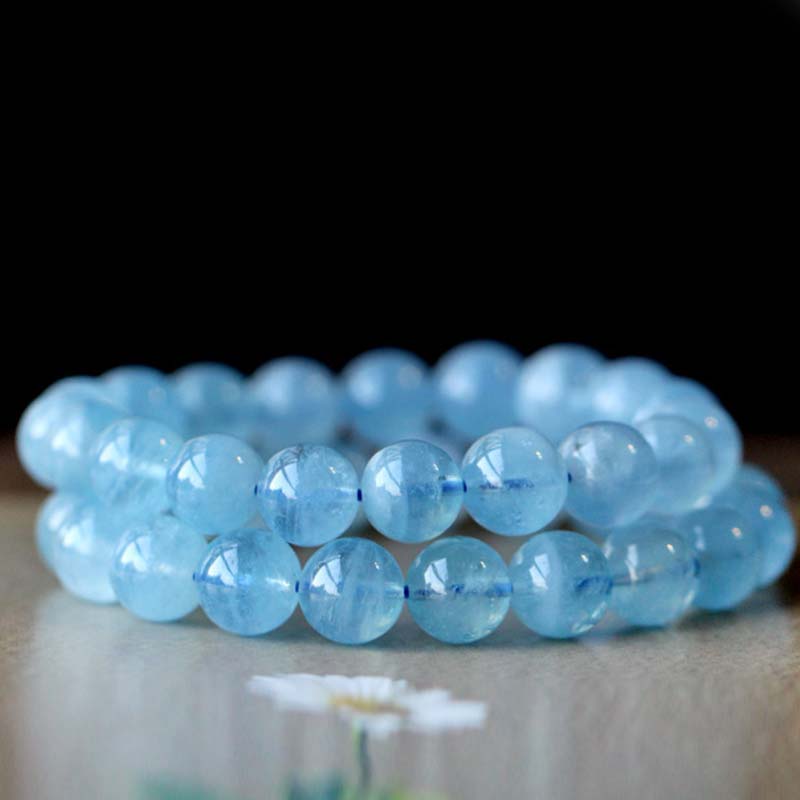 Aquamarine Amber Bead Bracelet
