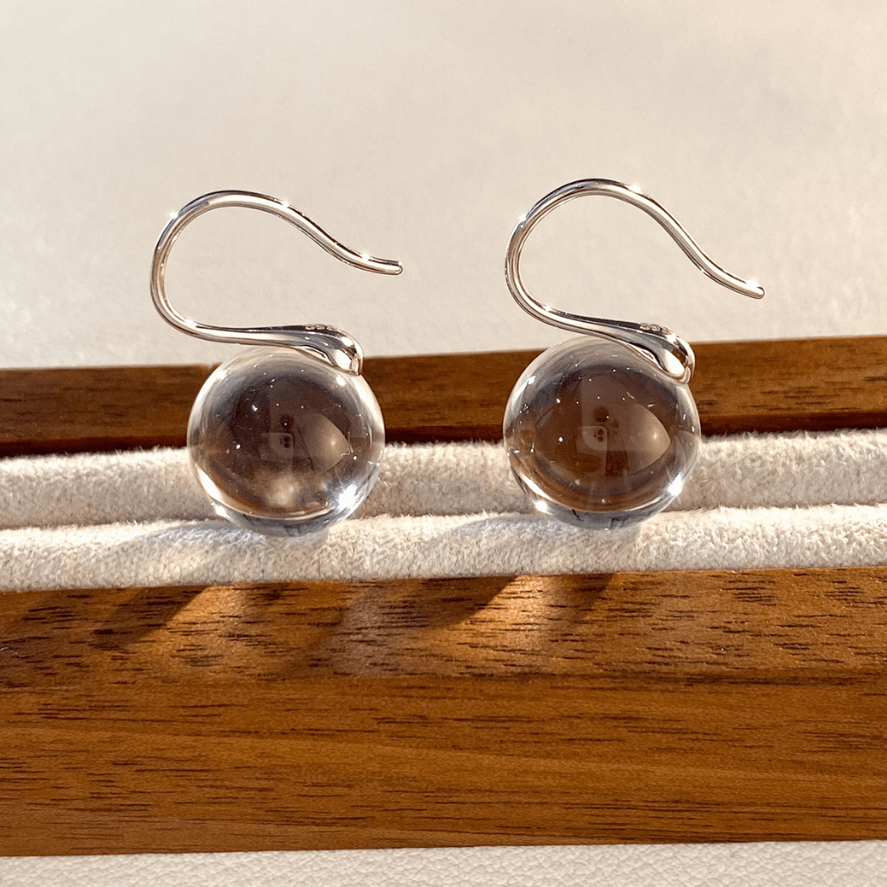 Floating Bubble Clear Quartz Earrings